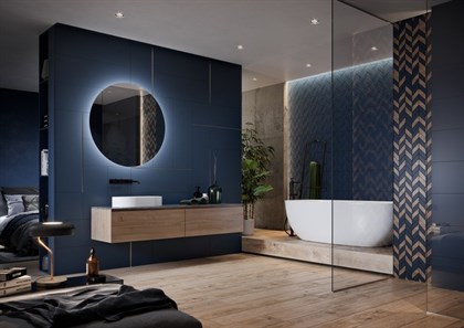 Плитка Meissen  Love You Navy рельеф сатиновая синий 29x89 - фото 102801