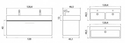 Тумба с раковиной подвесная Creto Milano 120 Sorano - фото 104135