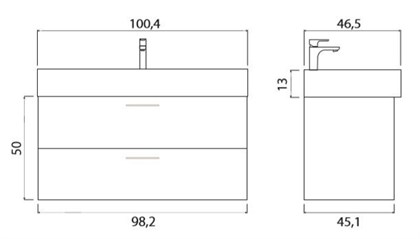 Тумба с раковиной подвесная Creto Tivoli 100 белая - фото 104282