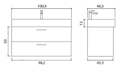 Тумба с раковиной Creto Tivoli Bamenda 100 - фото 104294