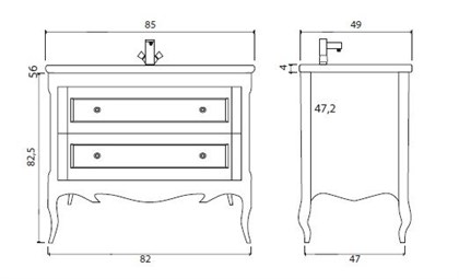 Тумба с раковиной Creto Viva White 85 - фото 104311