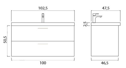Тумба с раковиной подвесная Creto Ares 100 серая - фото 104321