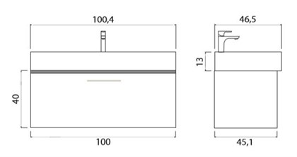 Тумба с раковиной подвесная Creto Milano 100 Charleston - фото 104353