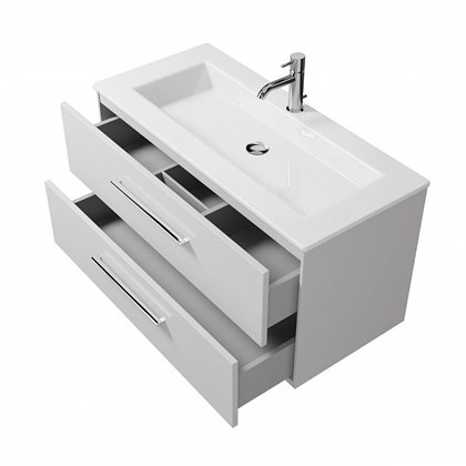 Тумба с раковиной подвесная Creto Ares 100 белый - фото 104356