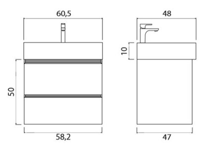 Тумба с раковиной Creto Scala White 60 см - фото 104363