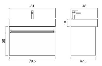 Тумба с раковиной подвесная Creto Etna 80 White - фото 104368