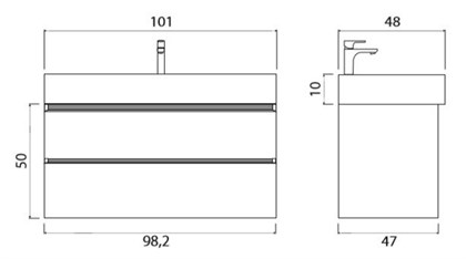 Тумба с раковиной Creto Scala White 100 см - фото 104383