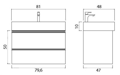Тумба с раковиной подвесная Creto Scala 80 белая - фото 104397