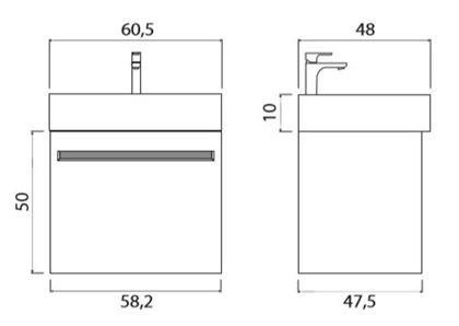 Тумба с раковиной подвесная Creto Etna 60 White - фото 104417