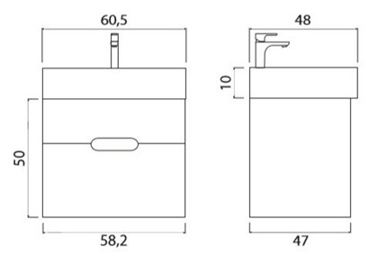 Тумба с раковиной подвесная Creto Malibu 60 белая - фото 104451