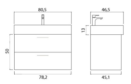 Тумба с раковиной Creto Tivoli Soft 80 см - фото 104464