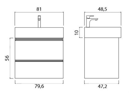 Тумба с раковиной подвесная Creto Amelia 80 - фото 104503