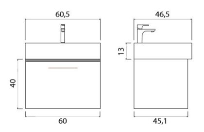 Тумба с раковиной подвесная Creto Milano 60 Truffle - фото 104508