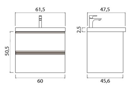 Тумба с раковиной Creto Alba Truffle 60 см - фото 104512