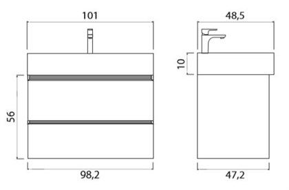Тумба с раковиной подвесная Creto Amelia 100 - фото 104517