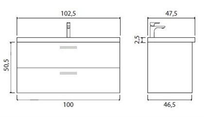 Тумба с раковиной Creto Ares Beton 100, черные ручки - фото 104537