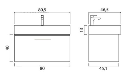 Тумба с раковиной подвесная Creto Milano 80 Sorano - фото 104558