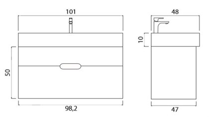 Тумба с раковиной Creto Malibu Chocolate Soft 100 см - фото 104592