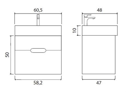 Тумба с раковиной Creto Malibu Capuchino Soft 60 - фото 104609