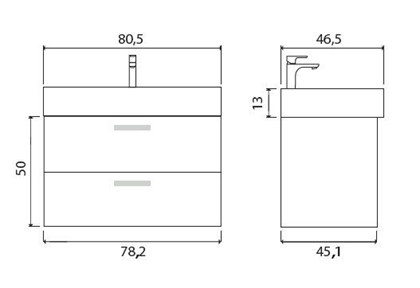 Тумба с раковиной Creto Tivoli Bamenda 80 - фото 104624