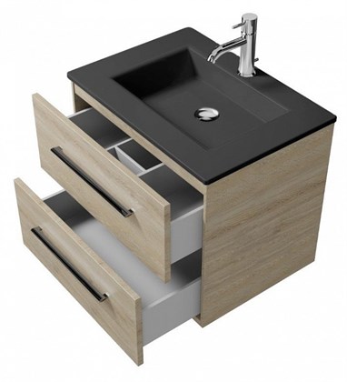 Тумба с раковиной Creto Ares Davos 60, черные ручки - фото 104633