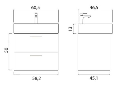 Тумба с раковиной подвесная Creto Tivoli 60 белая - фото 104638