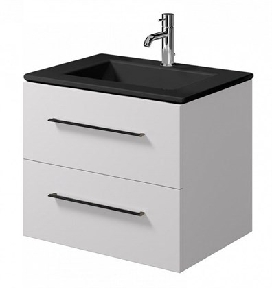 Тумба с раковиной Creto Ares White 60, черные ручки - фото 104653