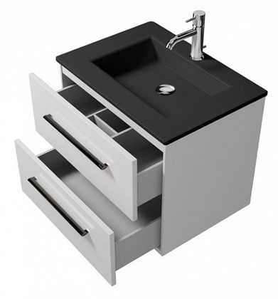 Тумба с раковиной Creto Ares White 60, черные ручки - фото 104654