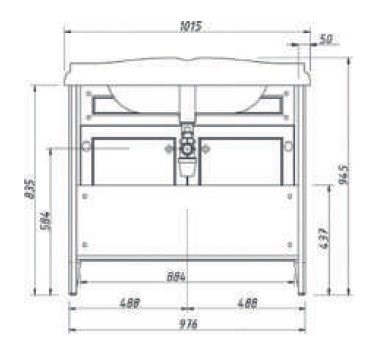 Тумба с раковиной Creto Vetra 100, цвет орех - фото 104662