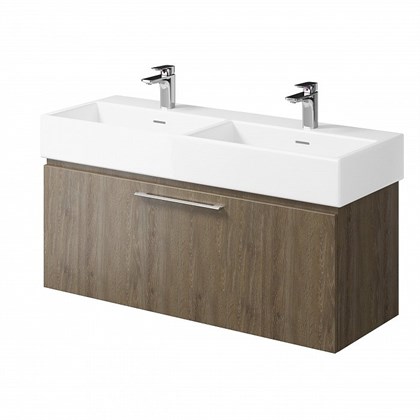 Тумба с раковиной подвесная Creto Milano 120 Truffle две чаши - фото 104673