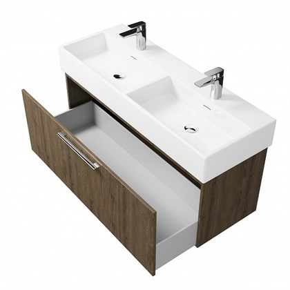 Тумба с раковиной подвесная Creto Milano 120 Truffle две чаши - фото 104674