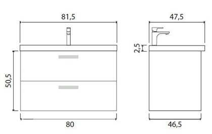 Тумба с раковиной Creto Ares Davos 80 - фото 104694