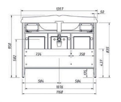Тумба с раковиной Creto Vetra 120, цвет орех - фото 104705
