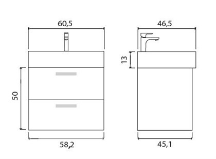 Тумба с раковиной Creto Tivoli Bamenda 60 - фото 104709