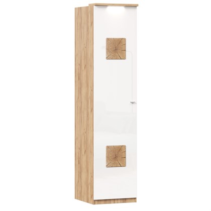 Шкаф одностворчатый с декоративными накладками Фиджи (Дуб Золотой/Белый) - фото 105854