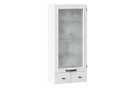 Шкаф кухонный настольный с витриной 600 Марина (Белый/Дуб фактурный белый) - фото 108912