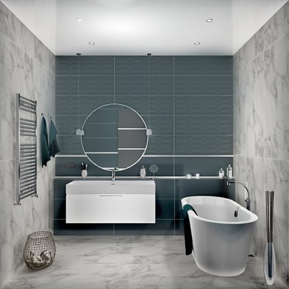 Плитка Marazzi  Colorplay Blue Struttura Cabochon 3D Rett. 30х90 - фото 112193