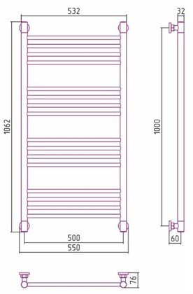 Полотенцесушитель водяной Сунержа Богема+ прямой 100х50 - фото 113886