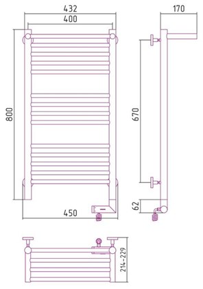 Полотенцесушитель электрический Сунержа Богема 2.0 с полкой 80х40, МЭМ правый - фото 113896