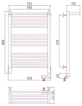 00-5207-8050 Полотенцесушитель электрический Сунержа Богема 2.0 с полкой 80х50, МЭМ правый - фото 113922