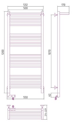Полотенцесушитель электрический Сунержа Богема 2.0 с полкой 120х50, МЭМ левый - фото 113937