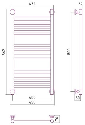 Полотенцесушитель водяной Сунержа Богема+ прямой 80х40 - фото 113951