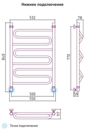 Полотенцесушитель водяной Сунержа Элегия 80х50 - фото 113968