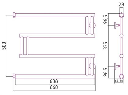 Полотенцесушитель водяной Сунержа High-Tech model M+ 50х65 - фото 113990