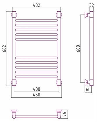 Полотенцесушитель водяной Сунержа Богема+ прямой 60х40 - фото 113994