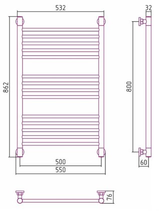Полотенцесушитель водяной Сунержа Богема+ прямой 80х50 - фото 114022