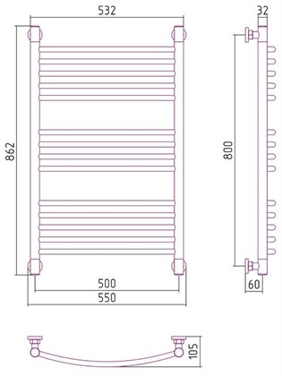 Полотенцесушитель водяной Сунержа Богема+ 80х50 - фото 114039