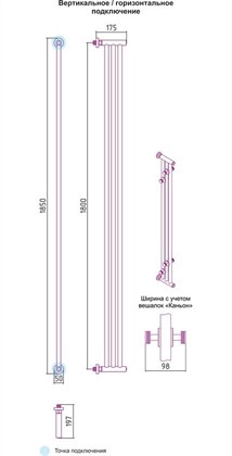 Полотенцесушитель водяной Сунержа Хорда 180 x 19,5 см, 00-0124-1800, хром - фото 114070