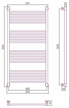 Полотенцесушитель водяной Сунержа Богема+ прямой 120х60 - фото 114074