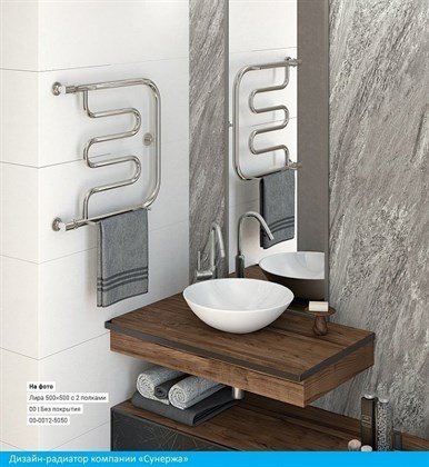 Полотенцесушитель водяной Сунержа М-образный 60 x 60 см с 2-мя полками, 00-0008-6060, хром - фото 114086